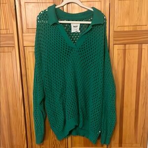 Aerie Open Knit Polo Sweater - XL